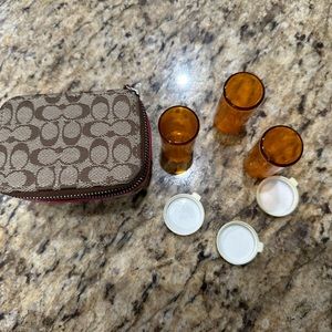 COACH Signature Triple Pill Box Case Holder Travel Zip Around
